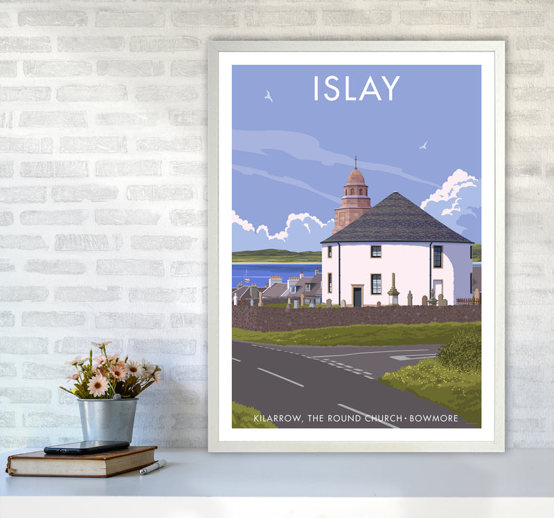 Islay Bowmore Travel Art Print By Stephen Millership A1 Oak Frame