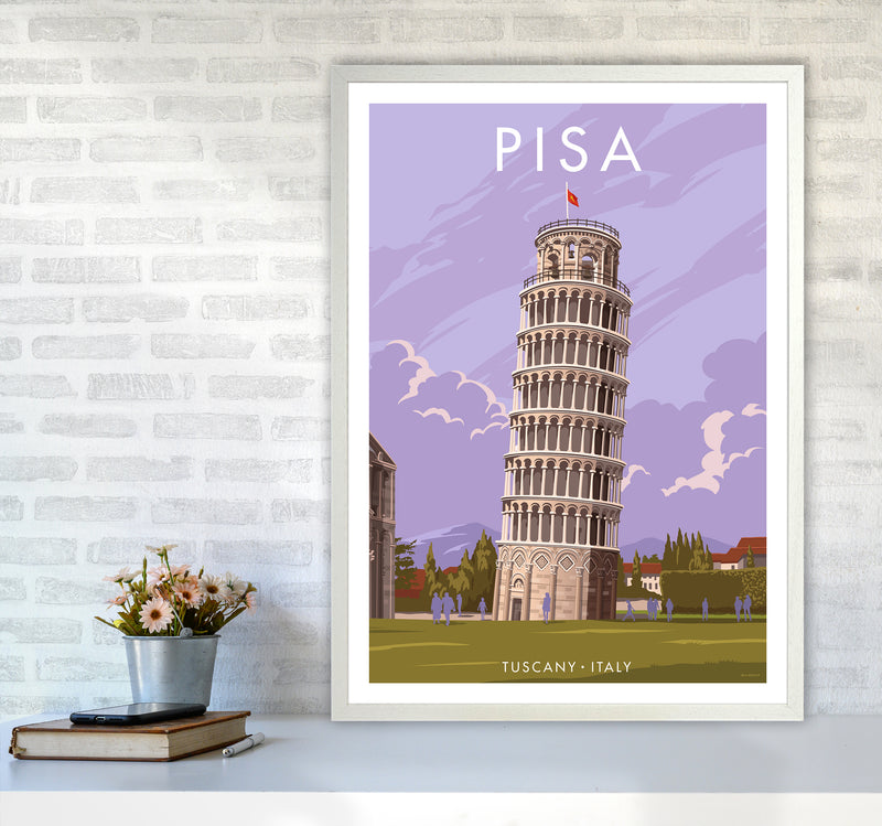 Pisa Travel Art Print By Stephen Millership A1 Oak Frame