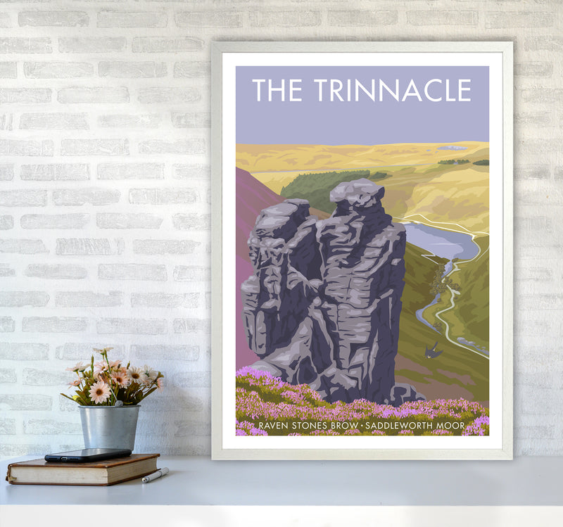 Saddleworth Trinnacle Travel Art Print By Stephen Millership A1 Oak Frame