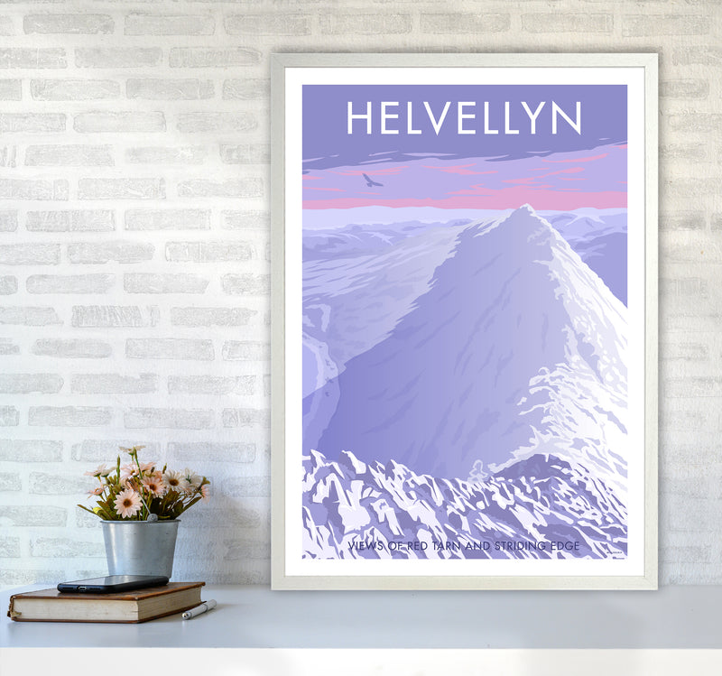 The Lakes Helvellyn Winter Travel Art Print By Stephen Millership A1 Oak Frame