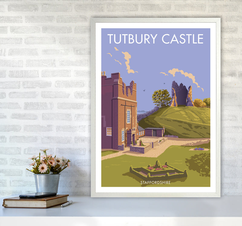 Tutbury Castle Travel Art Print By Stephen Millership A1 Oak Frame