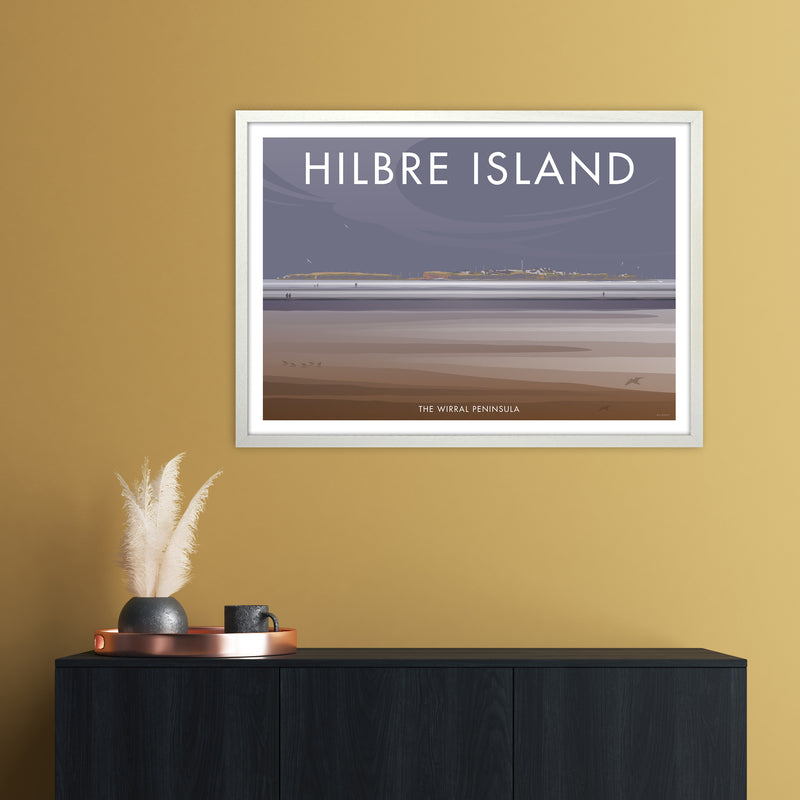 Wirral Hilbre Island Art Print by Stephen Millership A1 Oak Frame