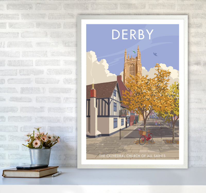 Derby Travel Art Print by Stephen Millership A1 Oak Frame