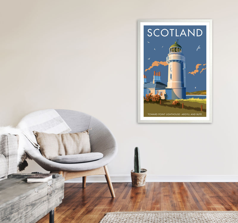 Toward Point Lighthouse Scotland Art Print by Stephen Millership A1 Oak Frame