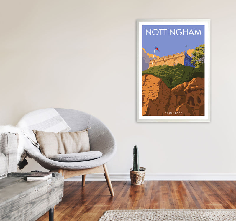 Castle Rock Nottingham Framed Digital Art Print by Stephen Millership A1 Oak Frame