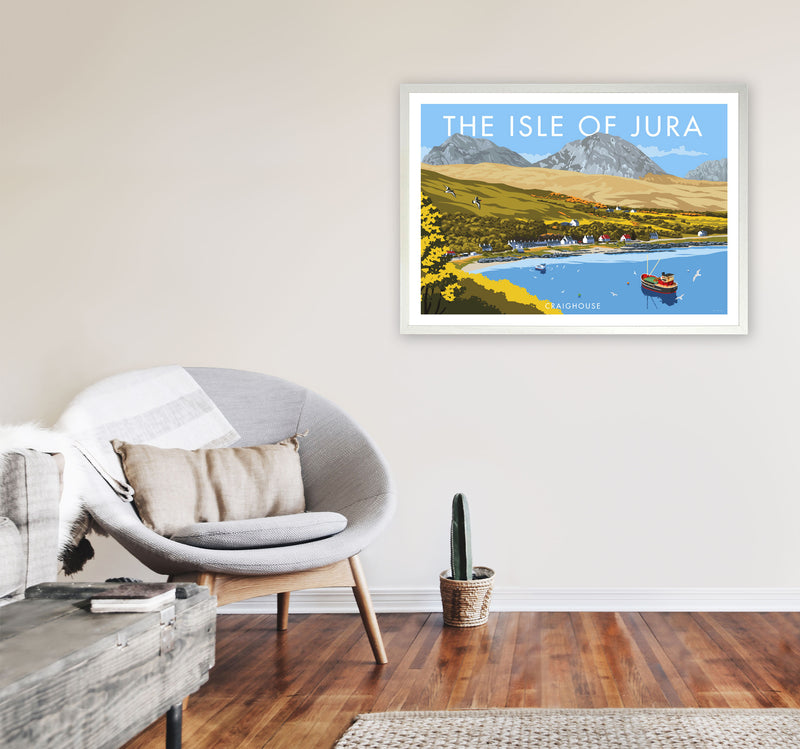 The Isle Of Jura Craighouse Art Print by Stephen Millership A1 Oak Frame