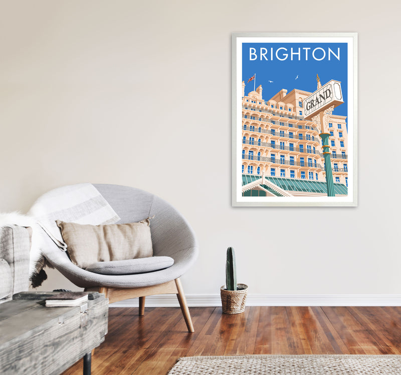 Grand Hotel Brighton Art Print by Stephen Millership A1 Oak Frame