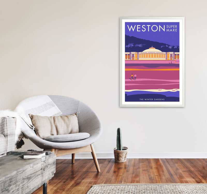 Weston-super-mare Art Print by Stephen Millership A1 Oak Frame