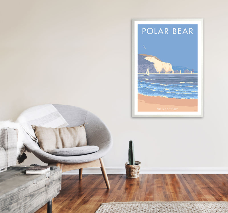 The Isle Of Wight Polar Bear Framed Digital Art Print by Stephen Millership A1 Oak Frame