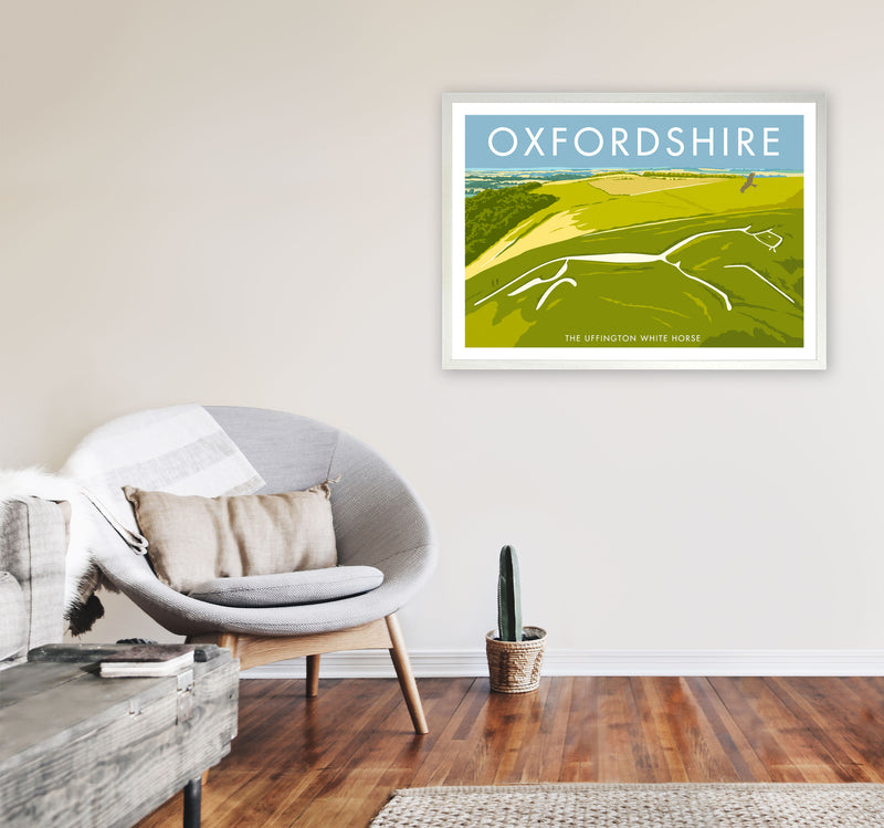 The Uffington White Horse Oxfordshire Art Print by Stephen Millership A1 Oak Frame