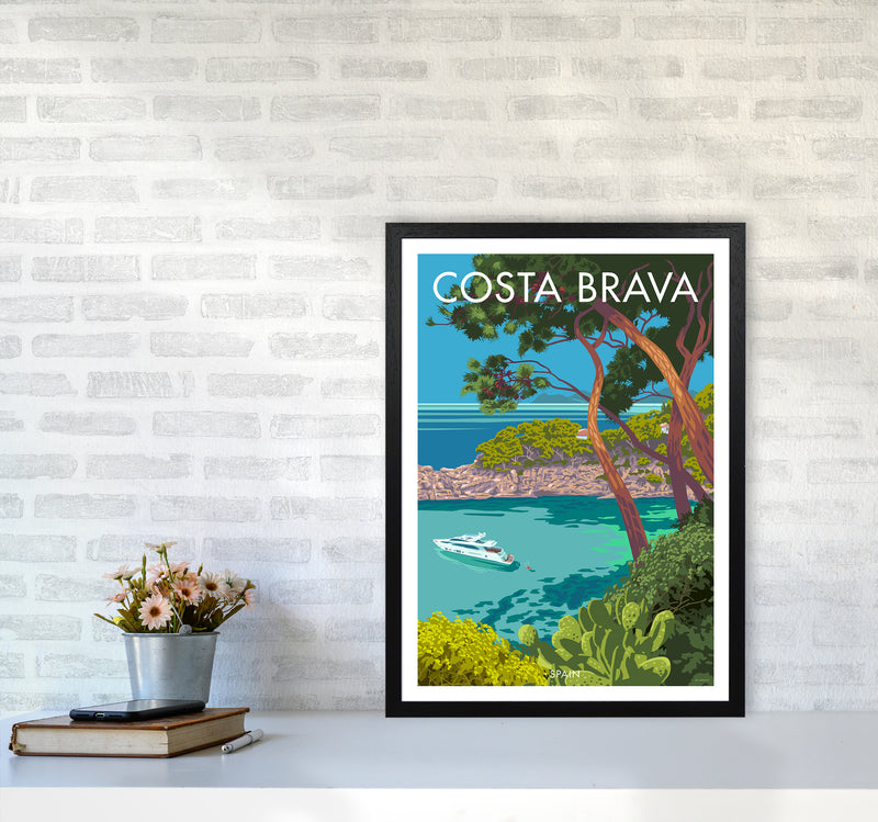 Costa Brava Travel Art Print By Stephen Millership A2 White Frame