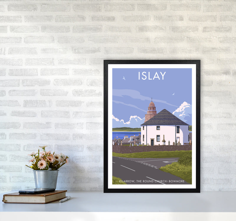 Islay Bowmore Travel Art Print By Stephen Millership A2 White Frame