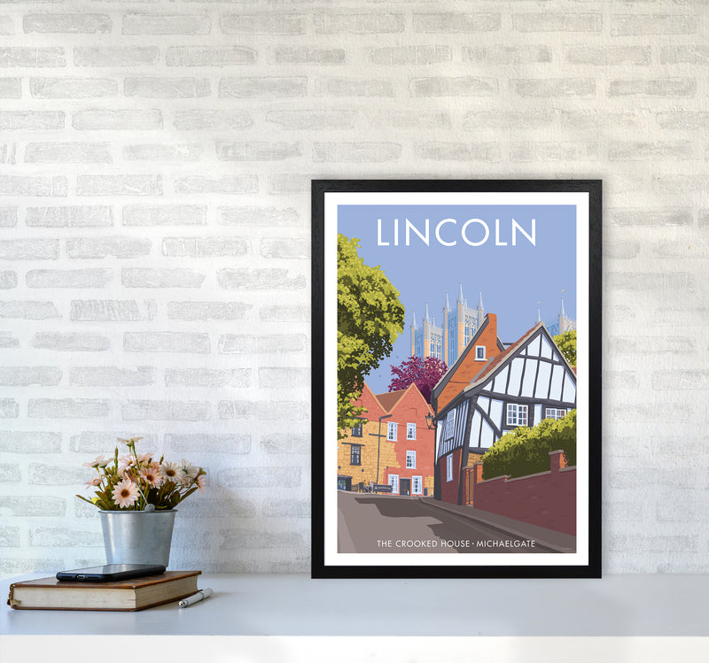 Lincoln Crooked House Travel Art Print By Stephen Millership A2 White Frame