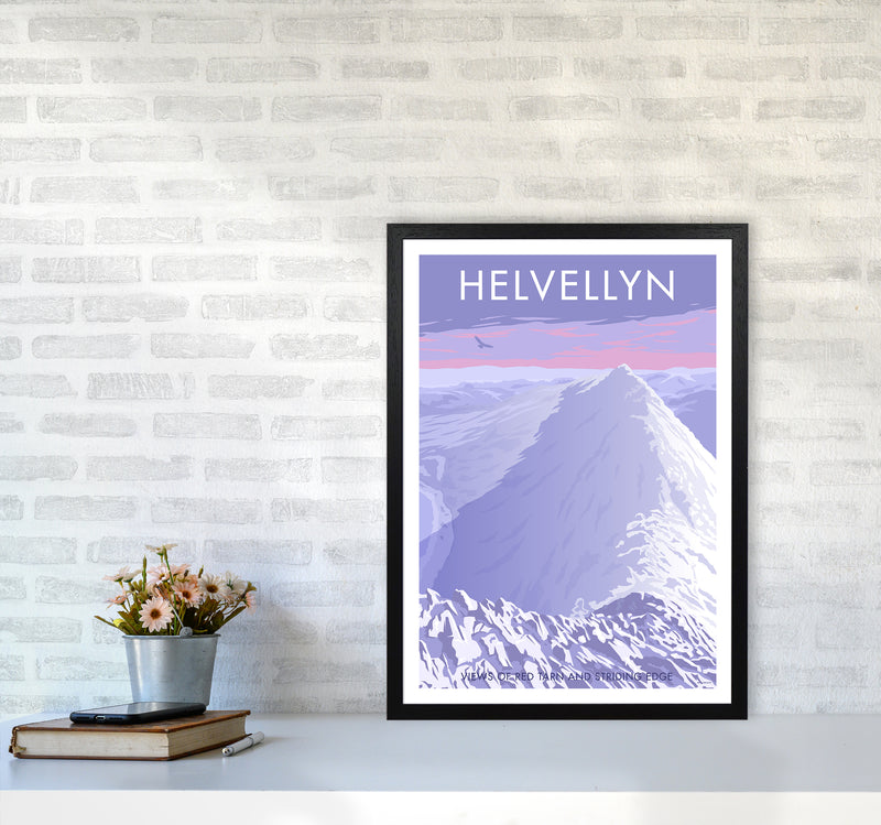 The Lakes Helvellyn Winter Travel Art Print By Stephen Millership A2 White Frame