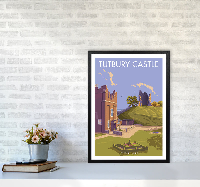 Tutbury Castle Travel Art Print By Stephen Millership A2 White Frame