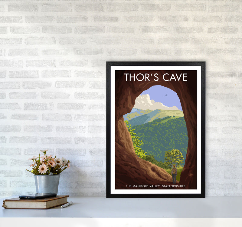 Staffordshire Thors Cave Travel Art Print by Stephen Millership A2 White Frame