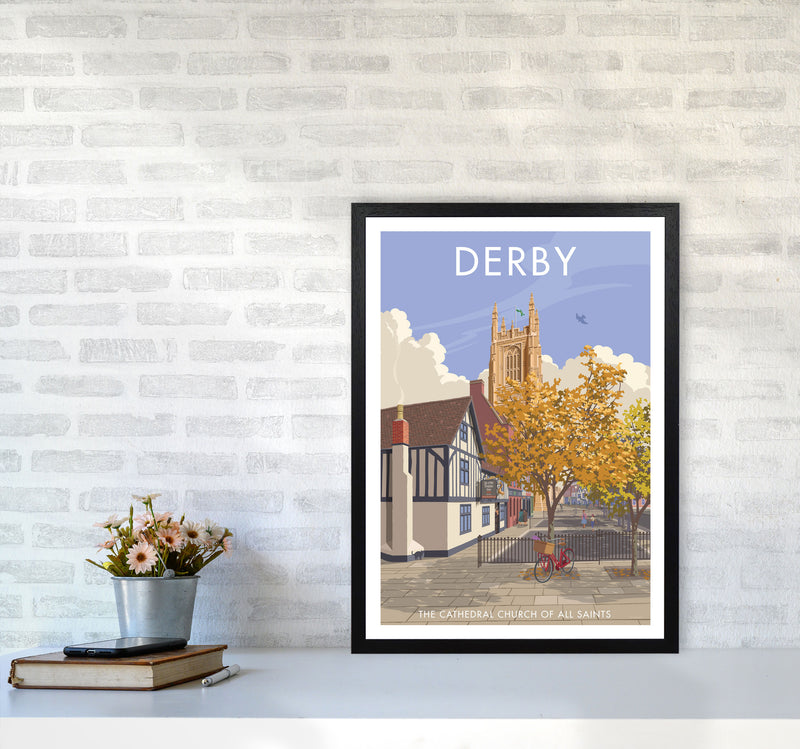 Derby Travel Art Print by Stephen Millership A2 White Frame