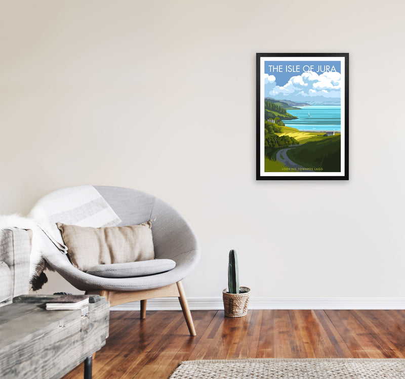 The Isle of Jura Art Print by Stephen Millership A2 White Frame