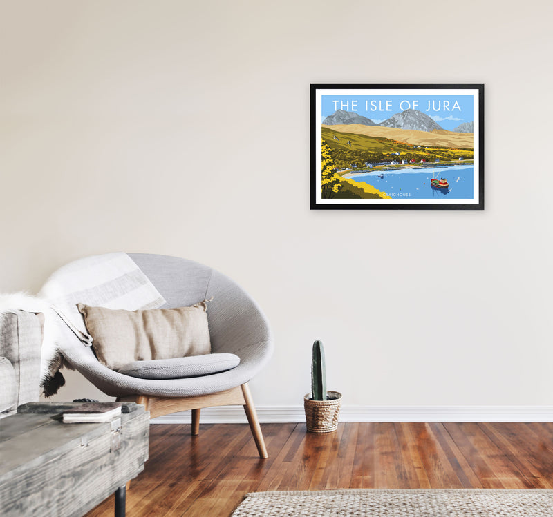The Isle Of Jura Craighouse Art Print by Stephen Millership A2 White Frame