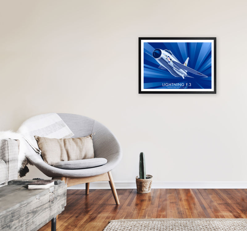 Lightning F.3 Art Print by Stephen Millership, Framed Transport Poster A2 White Frame