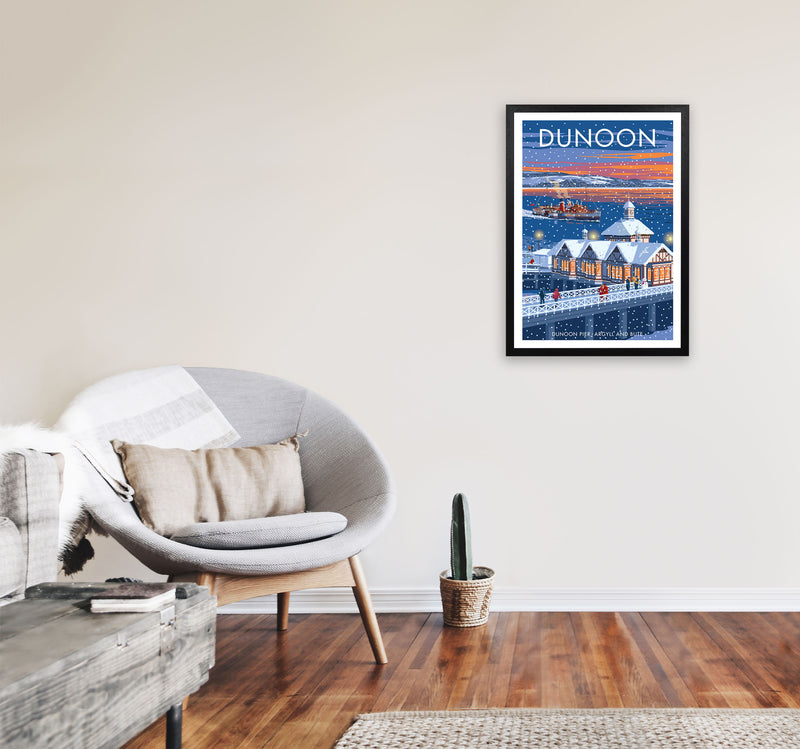 Dunoon Pier Art Print by Stephen Millership A2 White Frame