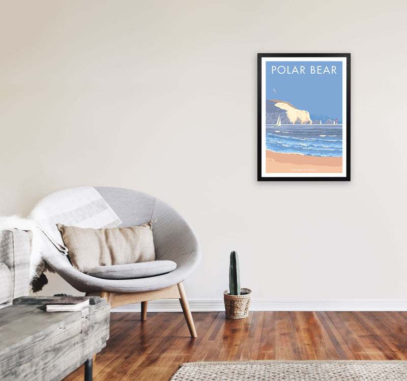 The Isle Of Wight Polar Bear Framed Digital Art Print by Stephen Millership A2 White Frame