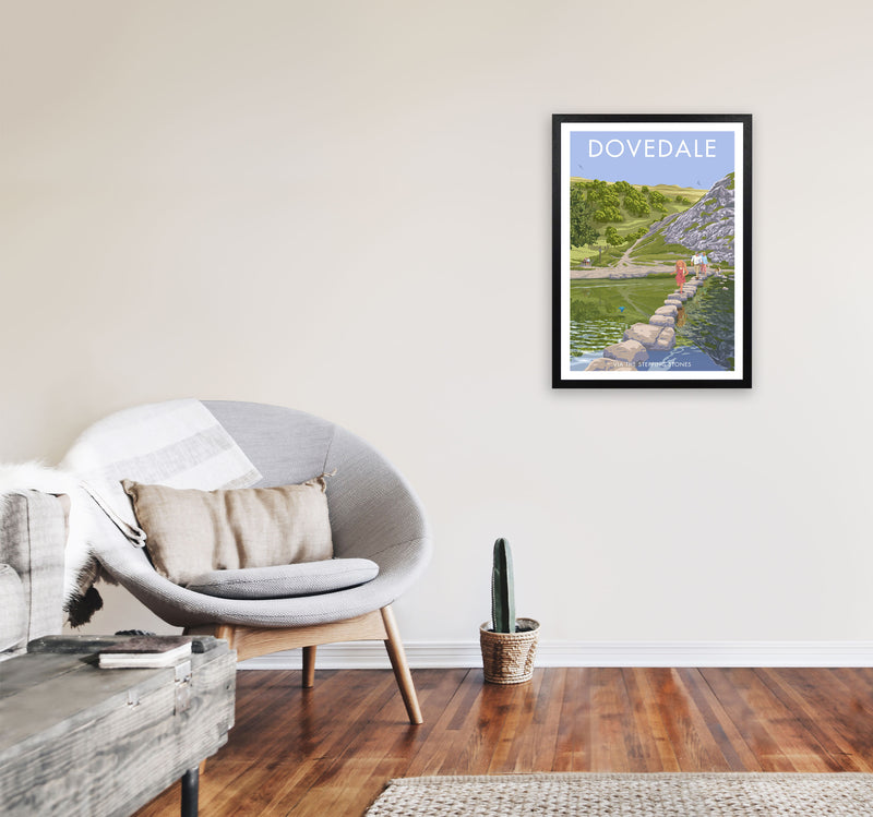Dovedale Derbyshire Travel Art Print by Stephen Millership A2 White Frame