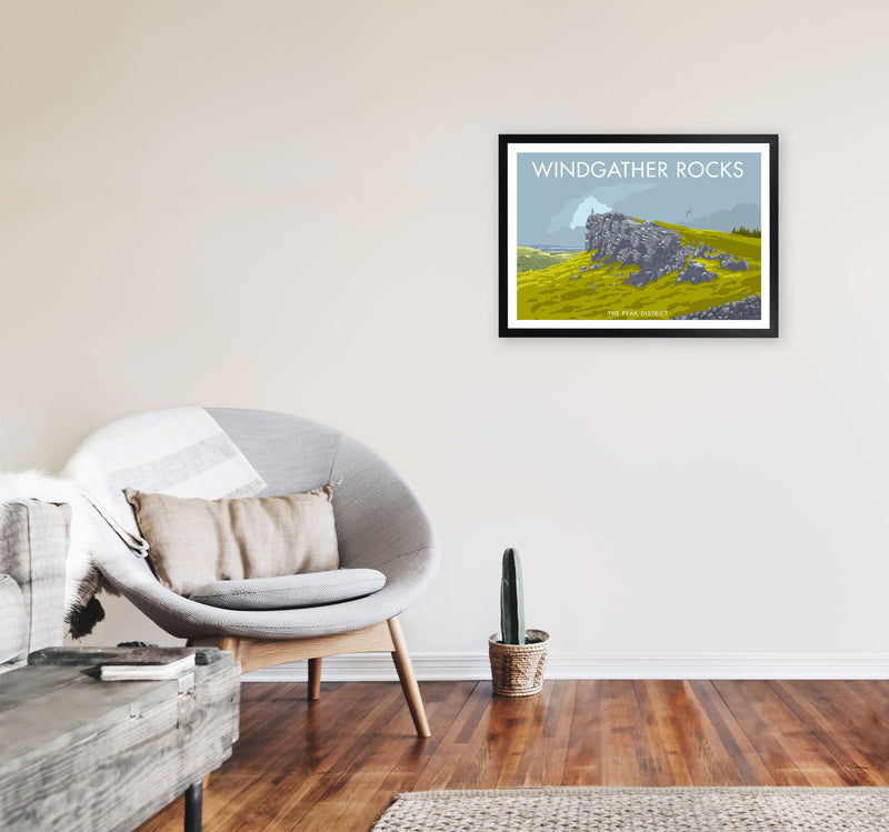 Windgather Rocks Derbyshire Travel Art Print by Stephen Millership A2 White Frame