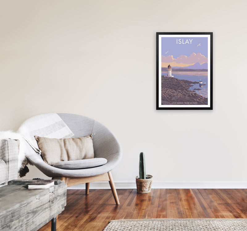 Loch Indaal Islay Travel Art Print by Stephen Millership A2 White Frame