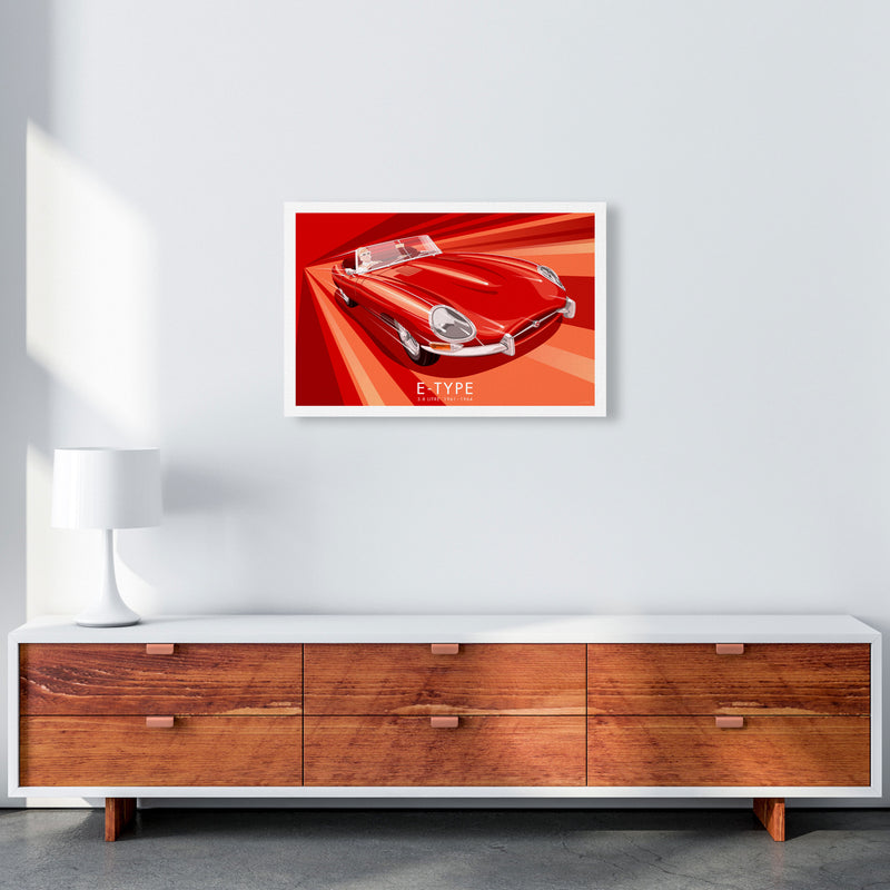 Jaguar E Type Art Print by Stephen Millership, Framed Transport Poster A2 Canvas
