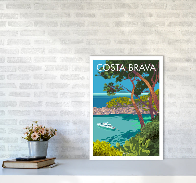 Costa Brava Travel Art Print By Stephen Millership A2 Black Frame