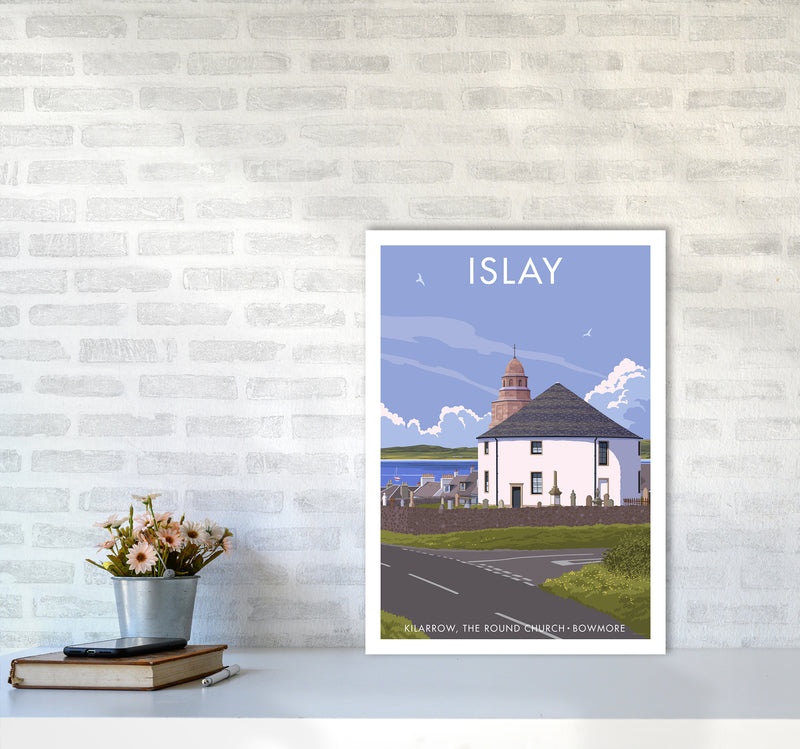 Islay Bowmore Travel Art Print By Stephen Millership A2 Black Frame