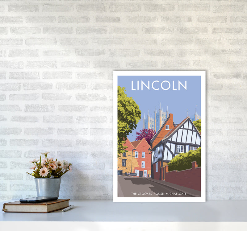 Lincoln Crooked House Travel Art Print By Stephen Millership A2 Black Frame