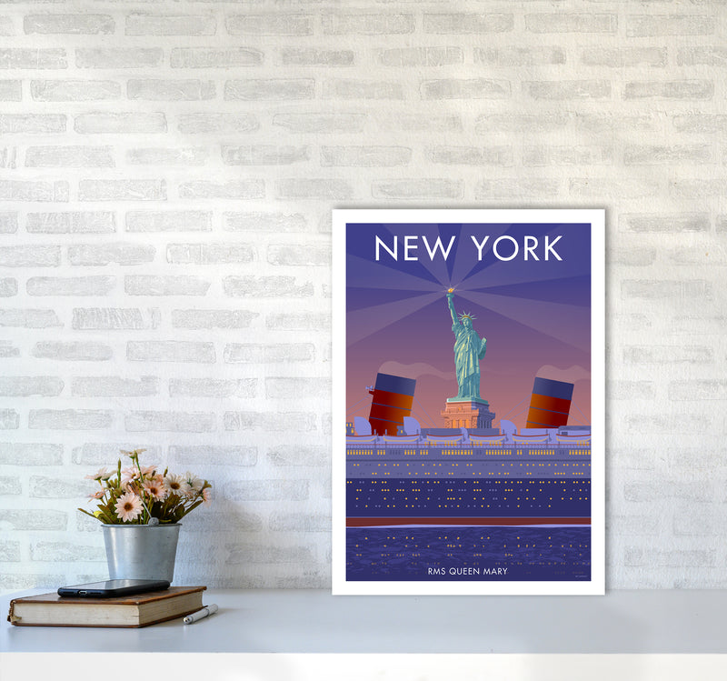 New York Travel Art Print By Stephen Millership A2 Black Frame