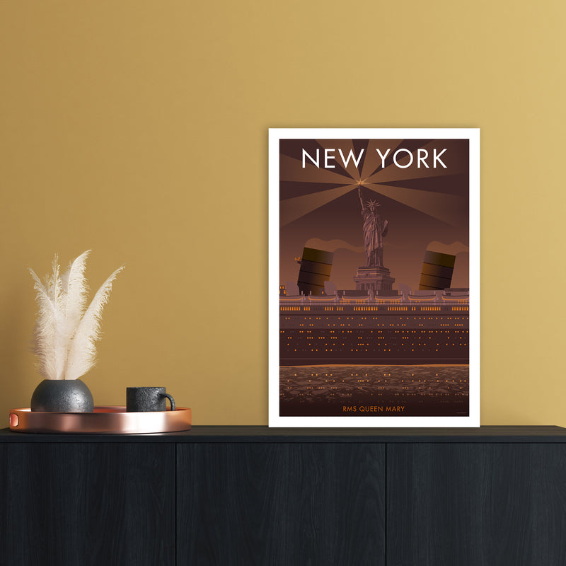 New York Sepia Art Print by Stephen Millership A2 Black Frame