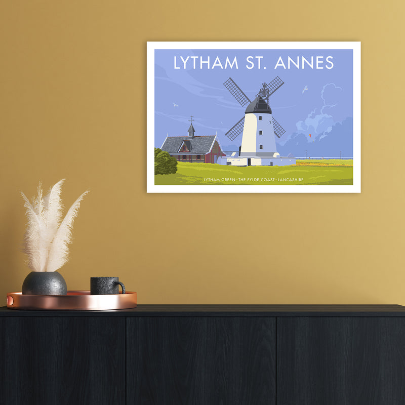 Lytham Windmill Art Print by Stephen Millership A2 Black Frame