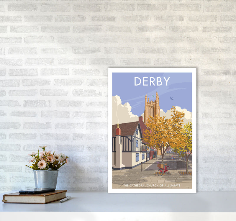 Derby Travel Art Print by Stephen Millership A2 Black Frame