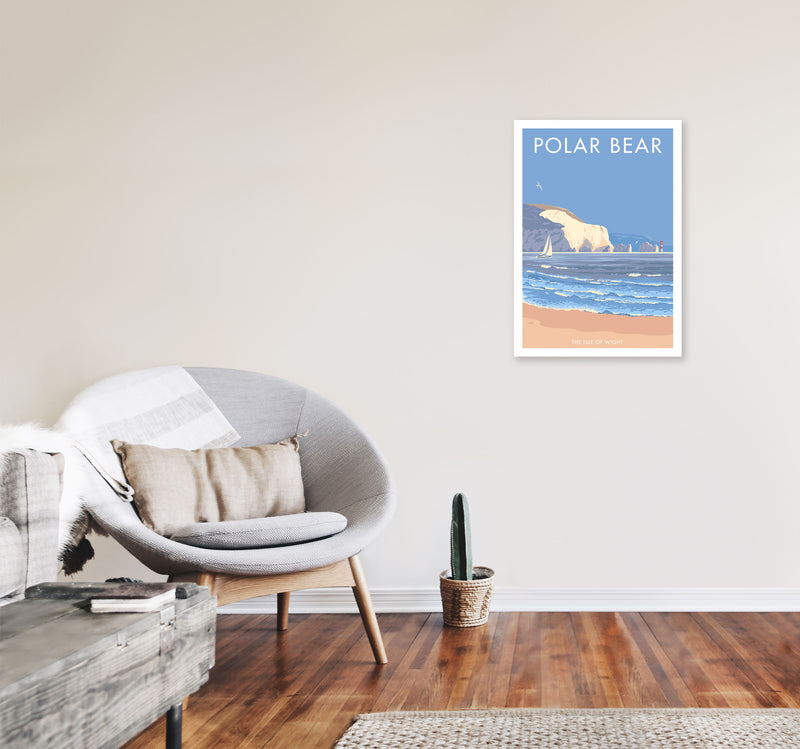 The Isle Of Wight Polar Bear Framed Digital Art Print by Stephen Millership A2 Black Frame