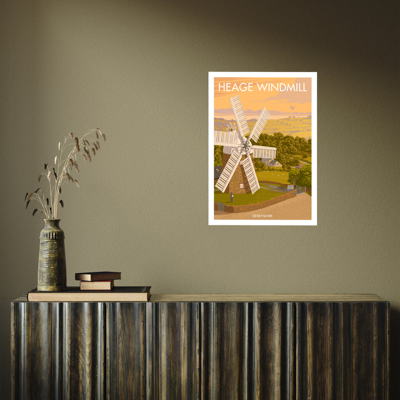 DERBYSHIRE HEAGE WINDMILL A3 by Stephen Millership A2 Print Only