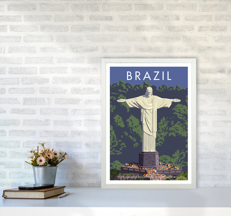 Brazil Travel Art Print By Stephen Millership A2 Oak Frame