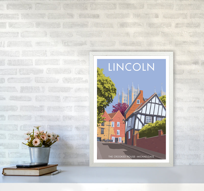 Lincoln Crooked House Travel Art Print By Stephen Millership A2 Oak Frame