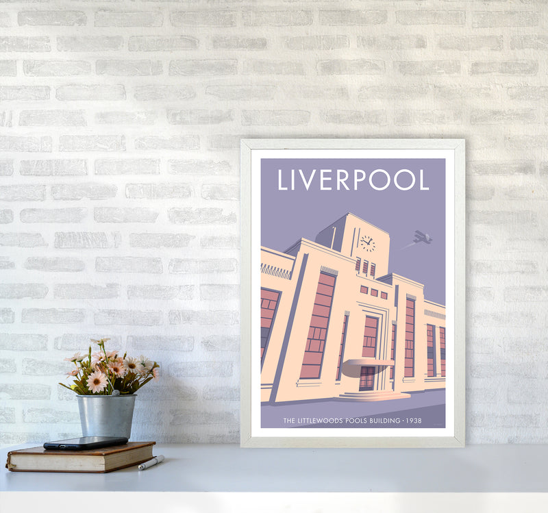 Liverpool Littlewoods Travel Art Print By Stephen Millership A2 Oak Frame
