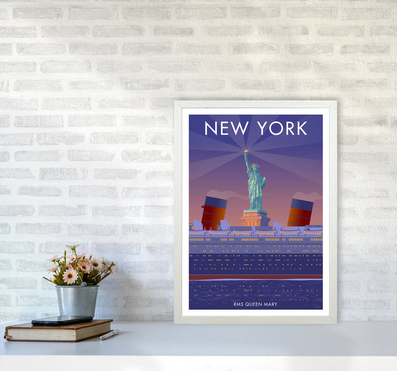 New York Travel Art Print By Stephen Millership A2 Oak Frame