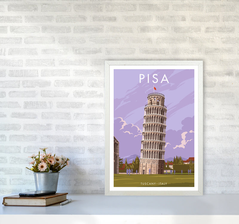 Pisa Travel Art Print By Stephen Millership A2 Oak Frame