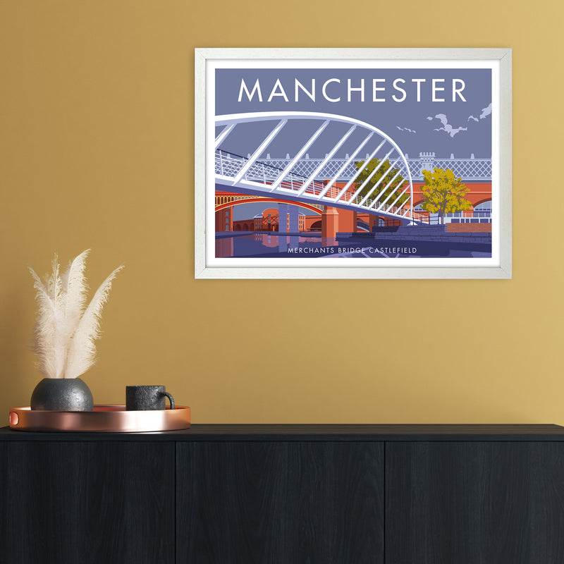 Manchester Merchants Bridge Art Print by Stephen Millership A2 Oak Frame