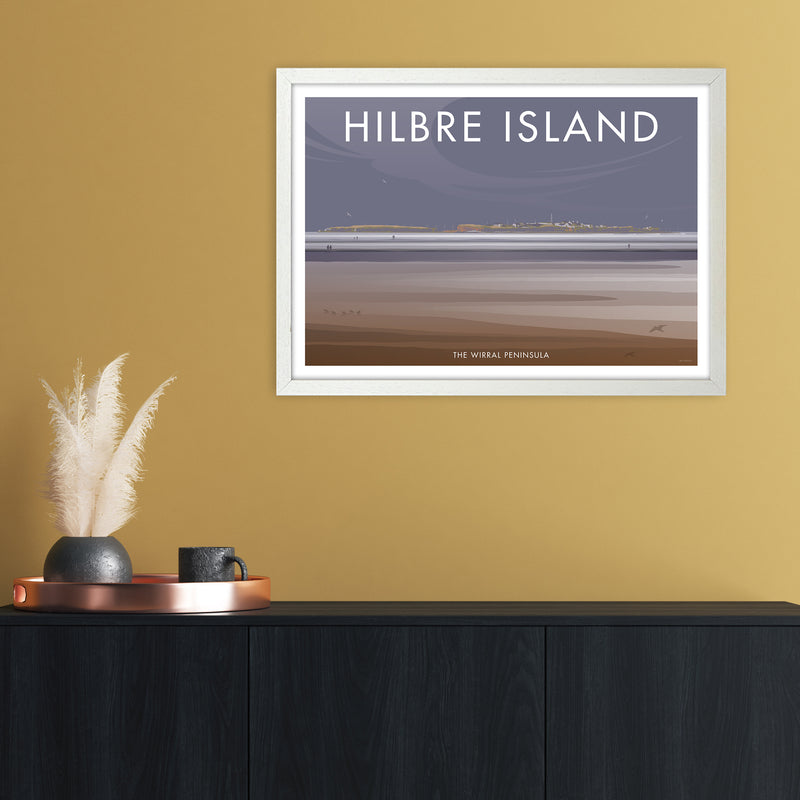 Wirral Hilbre Island Art Print by Stephen Millership A2 Oak Frame