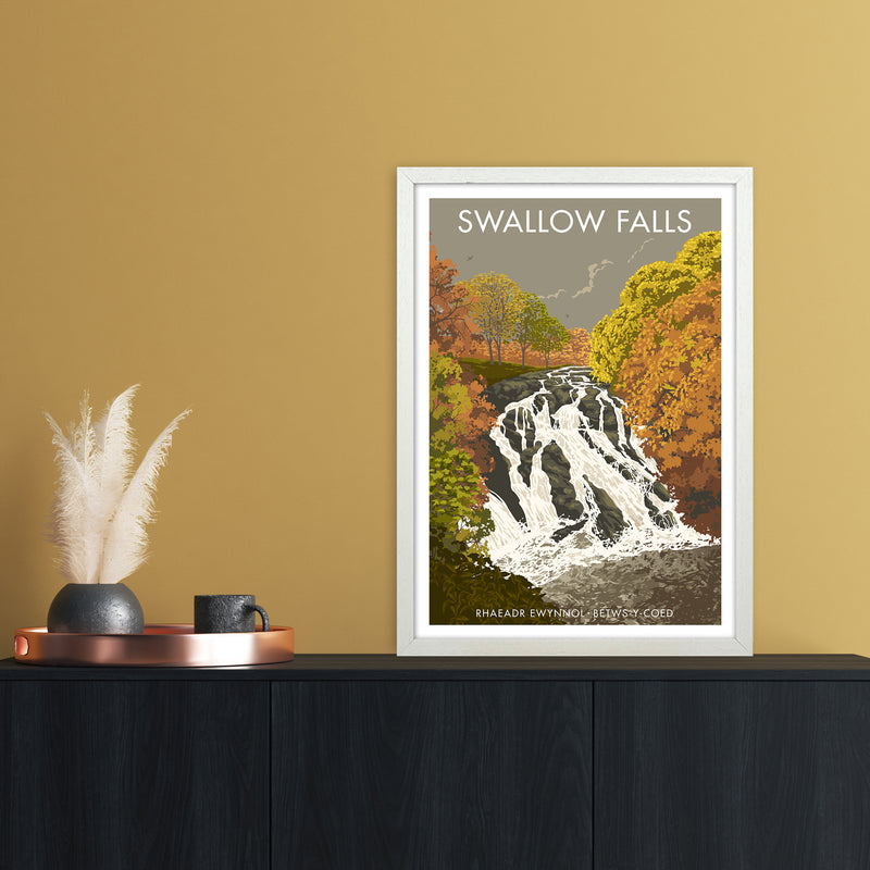 Wales Swallow Falls Art Print by Stephen Millership A2 Oak Frame
