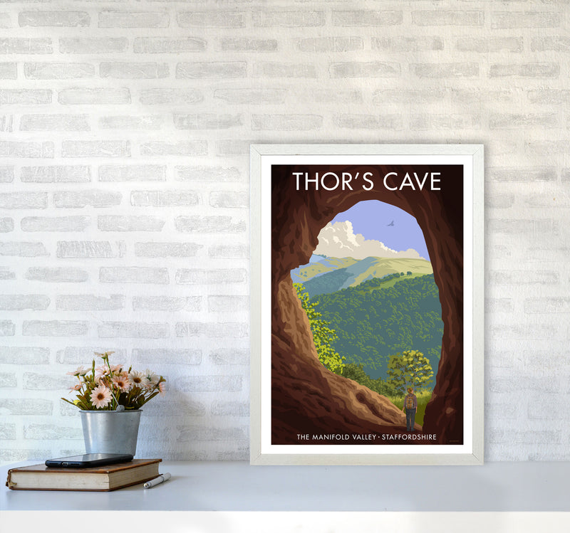 Staffordshire Thors Cave Travel Art Print by Stephen Millership A2 Oak Frame