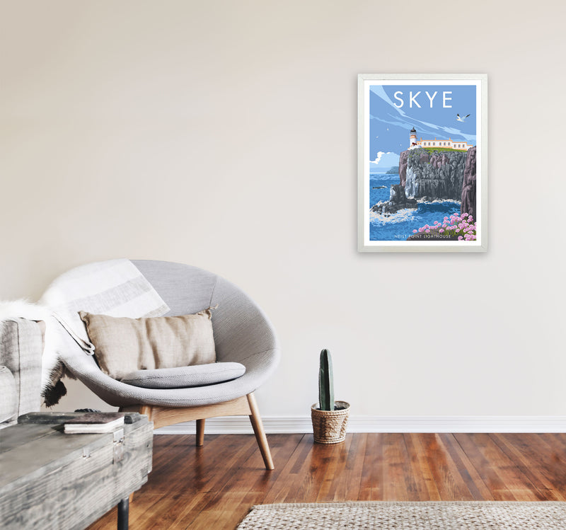 Neist Point Lighthouse Skye Art Print by Stephen Millership A2 Oak Frame