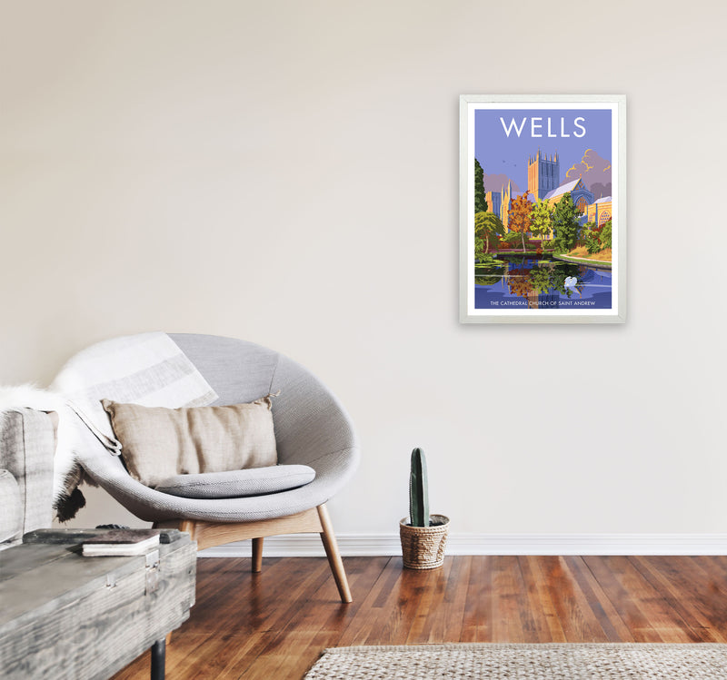 Wells Art Print by Stephen Millership A2 Oak Frame